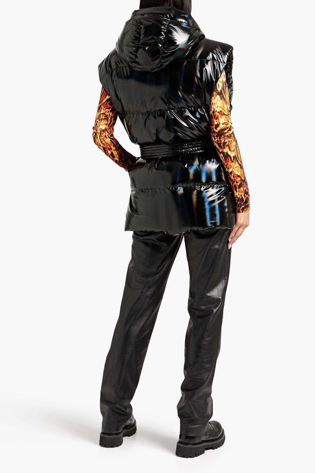 IENKI IENKI Michlin holographic quilted shell hooded down vest