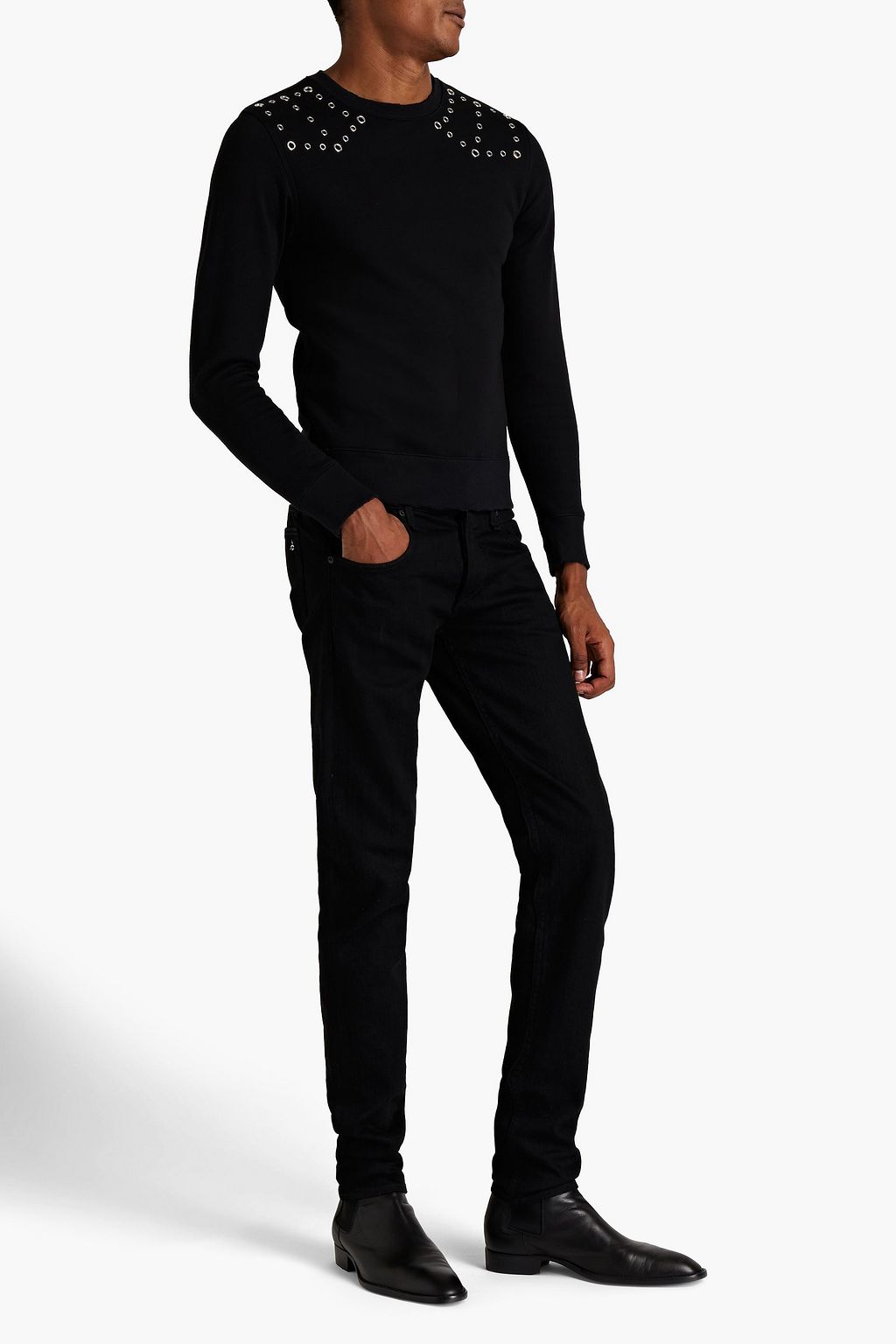 VALENTINO GARAVANI Eyelet-embellished French cotton-terry sweatshirt
