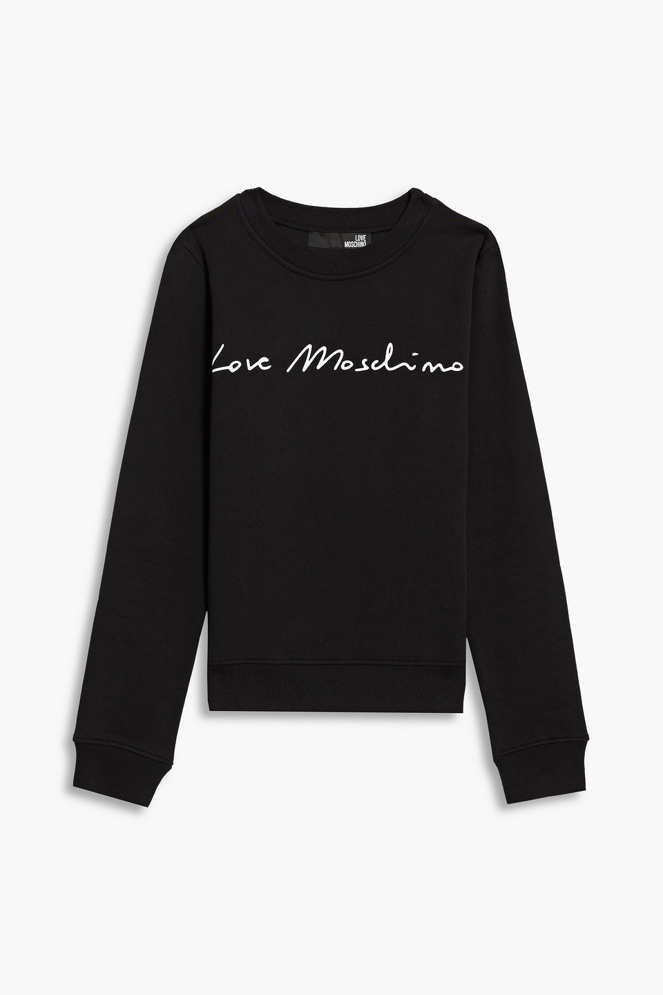 love moschino - printed french cotton-terry sweatshirt - black - it 38
