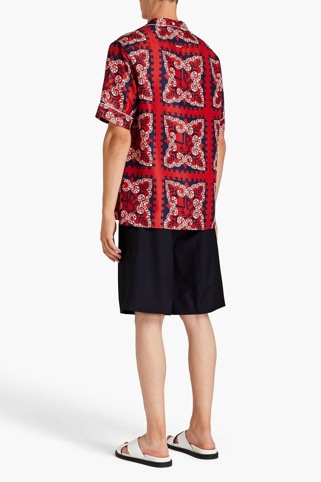 VALENTINO Printed silk-faille shirt