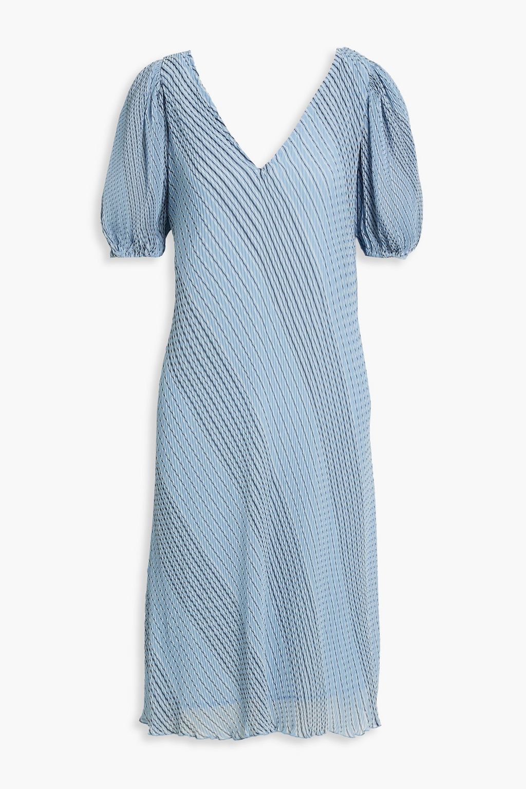 GANNI Pleated striped chiffon dress | THE OUTNET