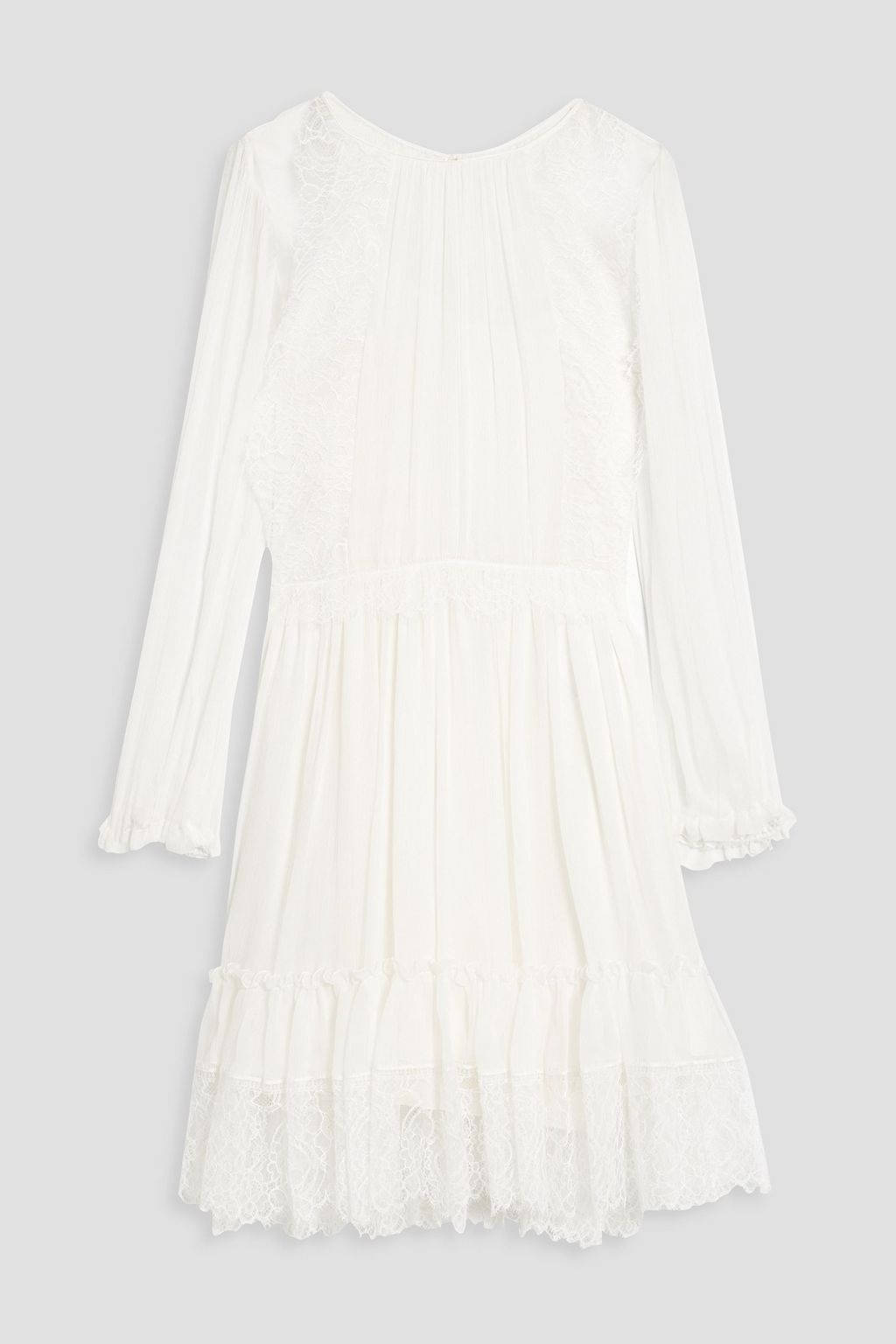 Lace trimmed silk georgette mini dress