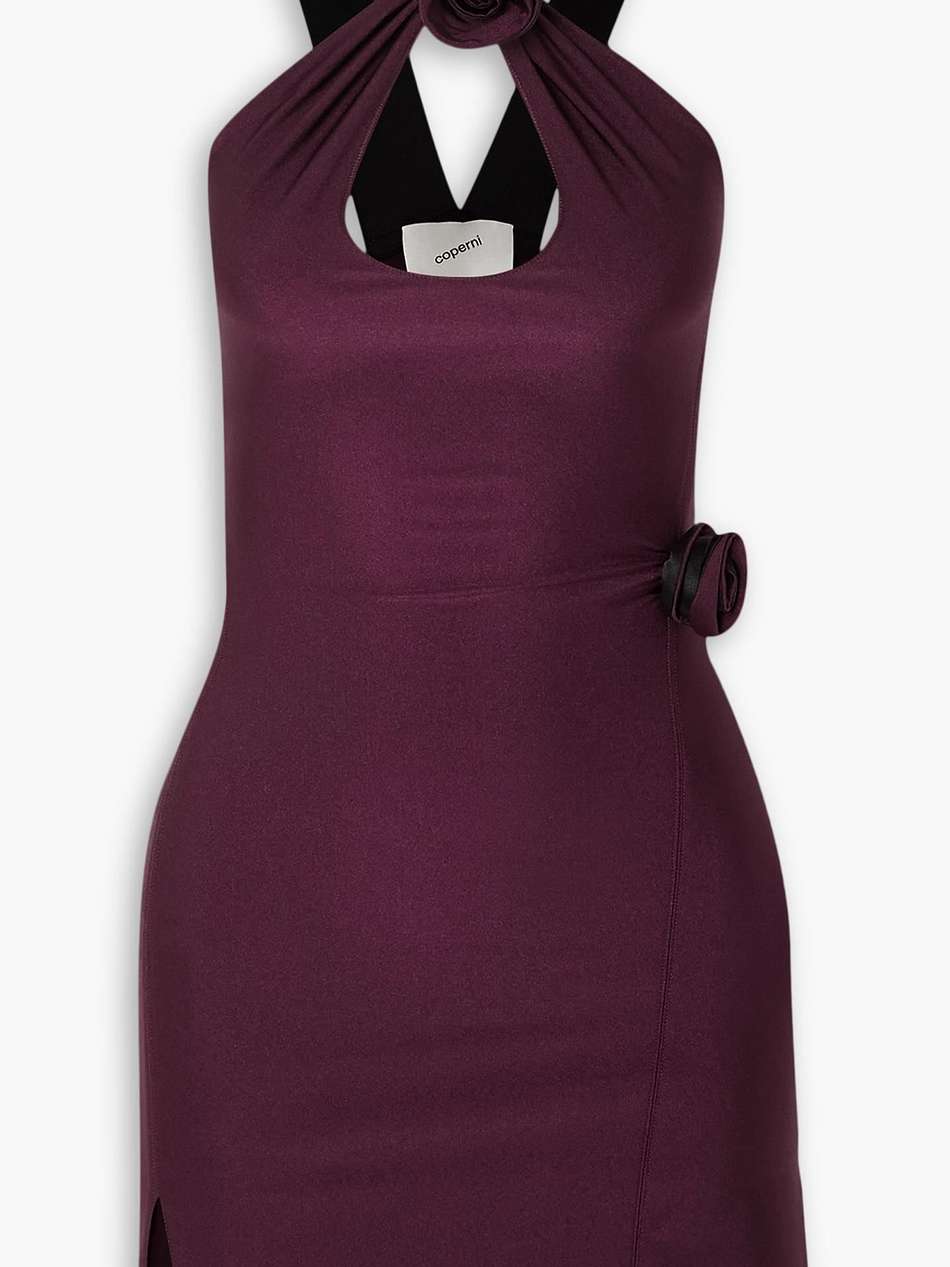 appliquéd stretch-satin mini dress