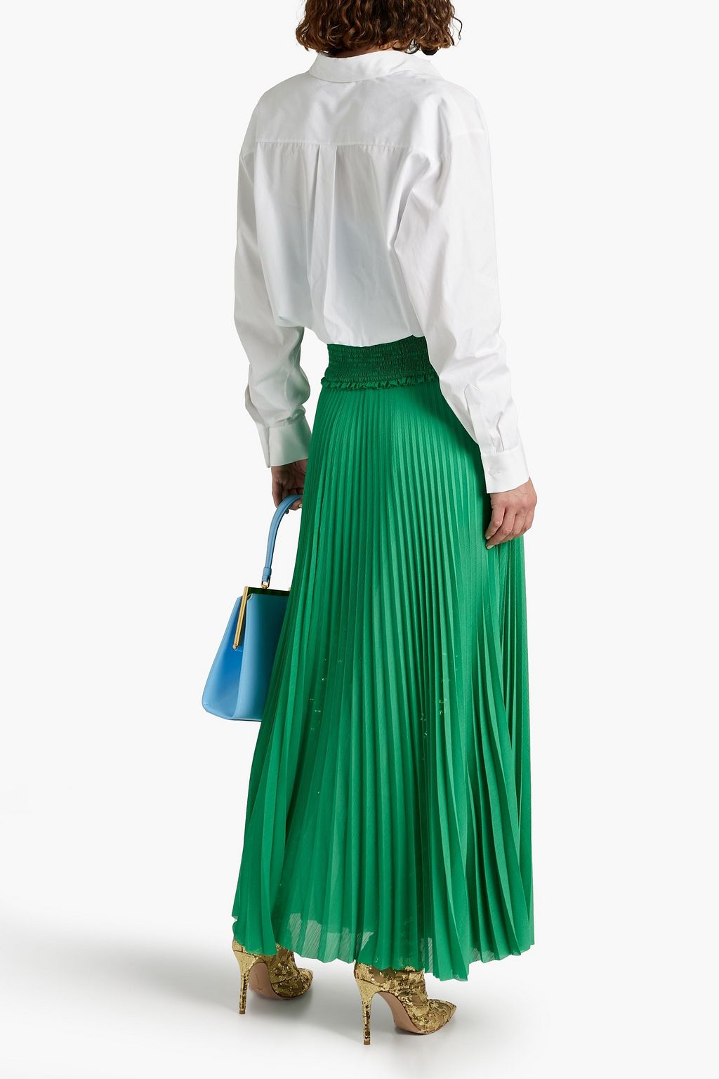 ROSIE ASSOULIN Layered striped cotton-seersucker and poplin shirt
