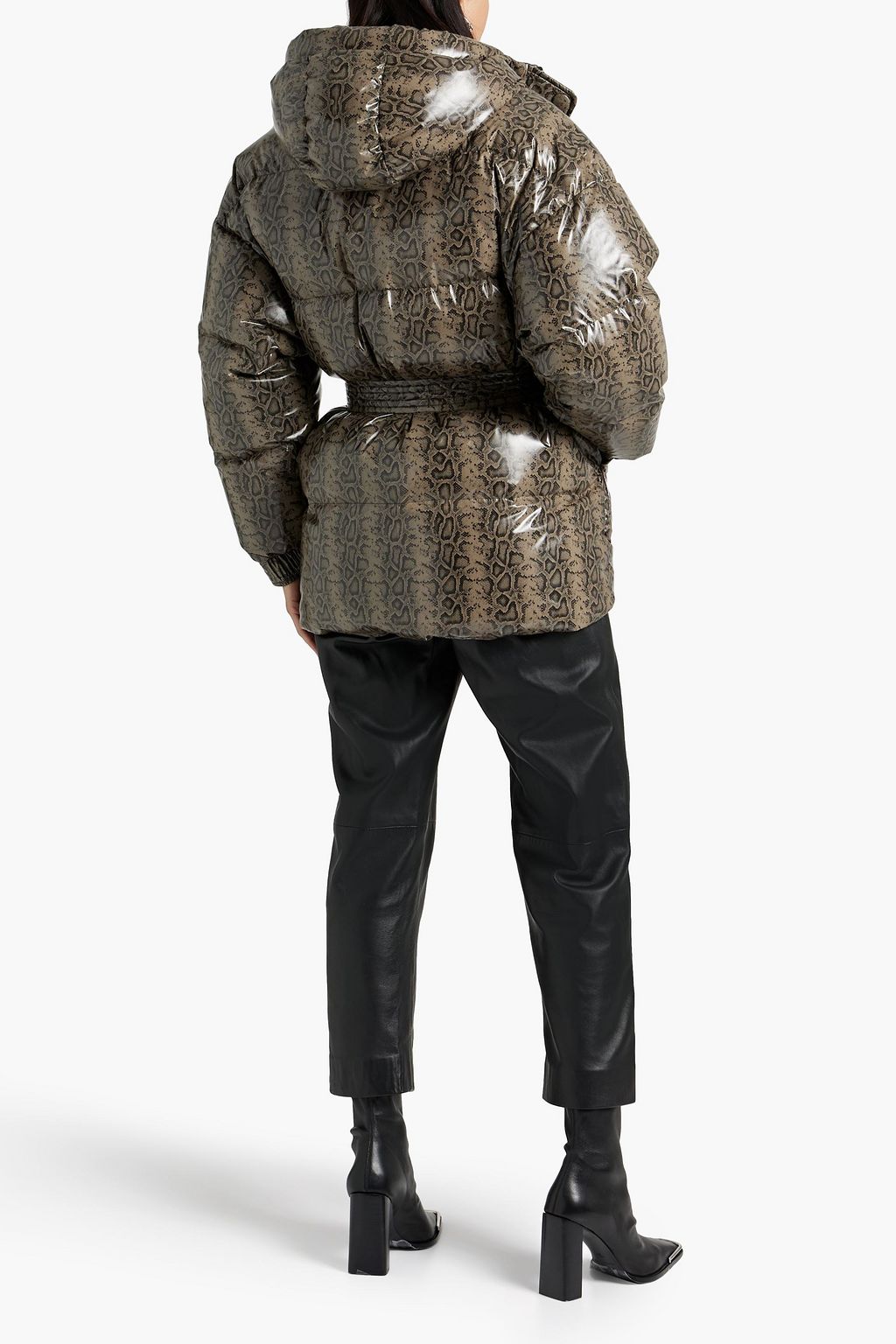 IENKI IENKI Michlin belted quilted faux leather down jacket