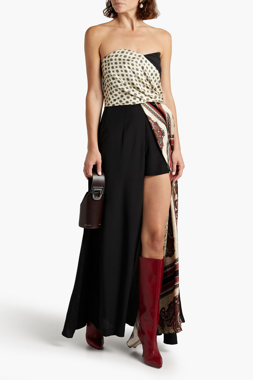 Rosie Assoulin Layered Printed Silk-twill And Crepe De Chine Jumpsuit In Multicolor