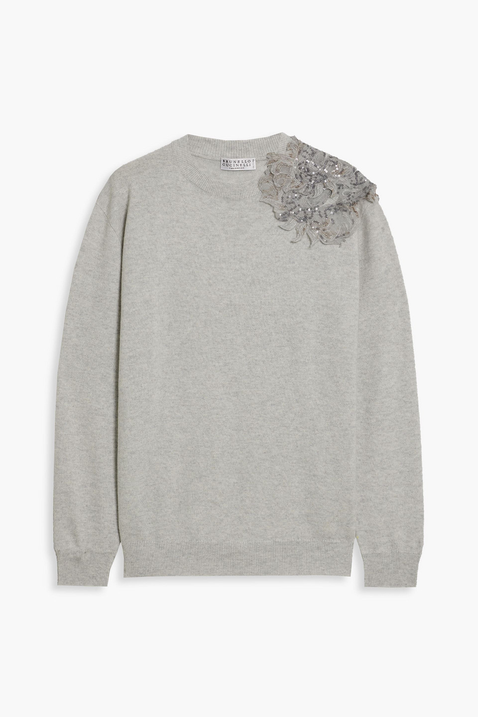 brunello cucinelli - embellished cashmere sweater - gray - xs