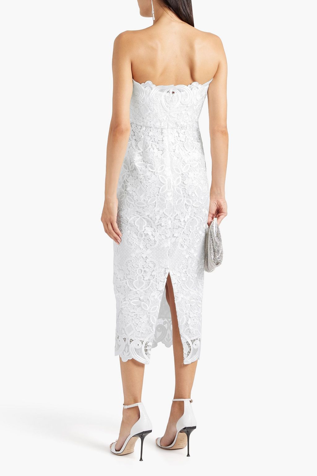 BADGLEY MISCHKA Trägerloses Midikleid aus Guipure-Spitze