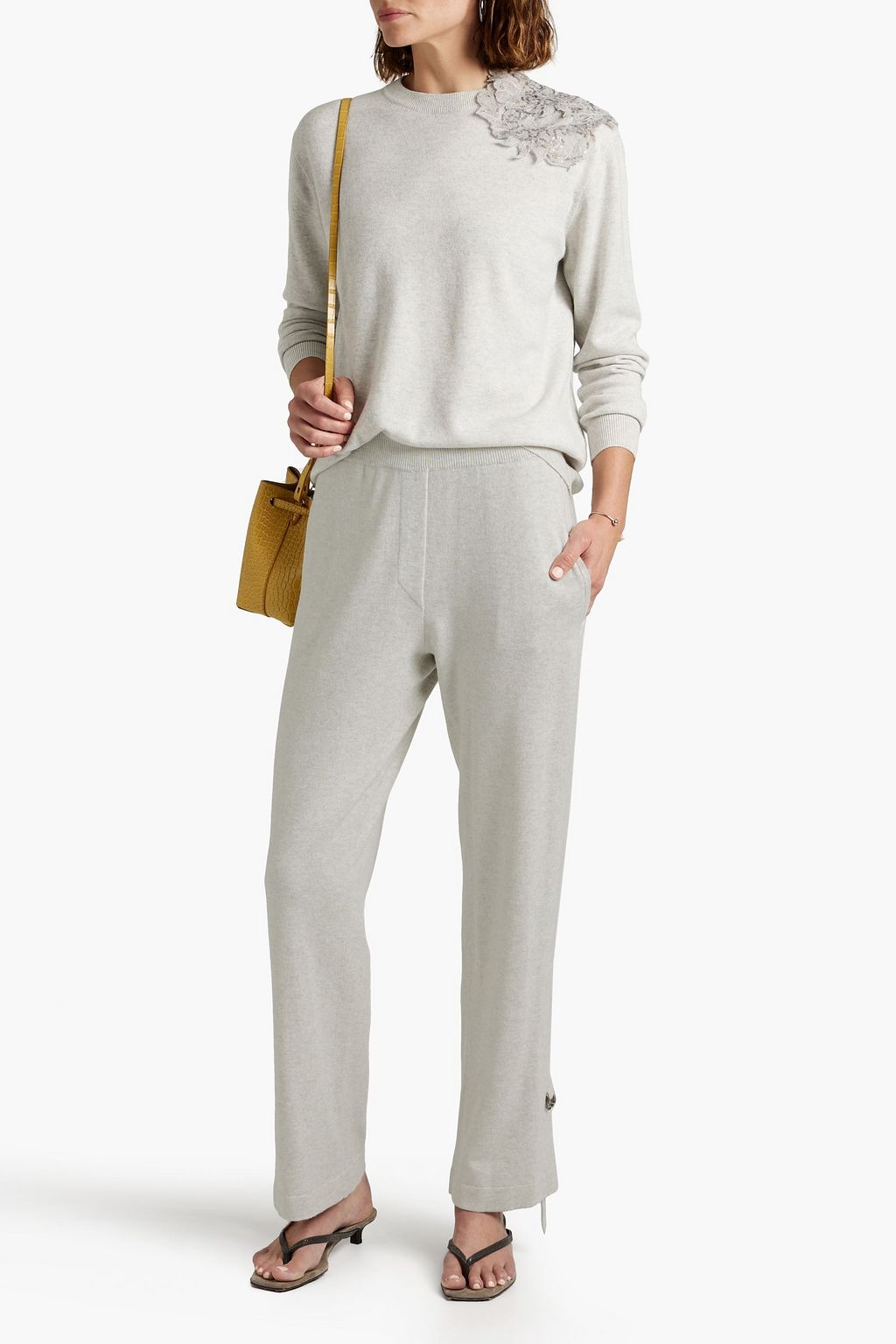 BRUNELLO CUCINELLI Embellished cashmere track pants