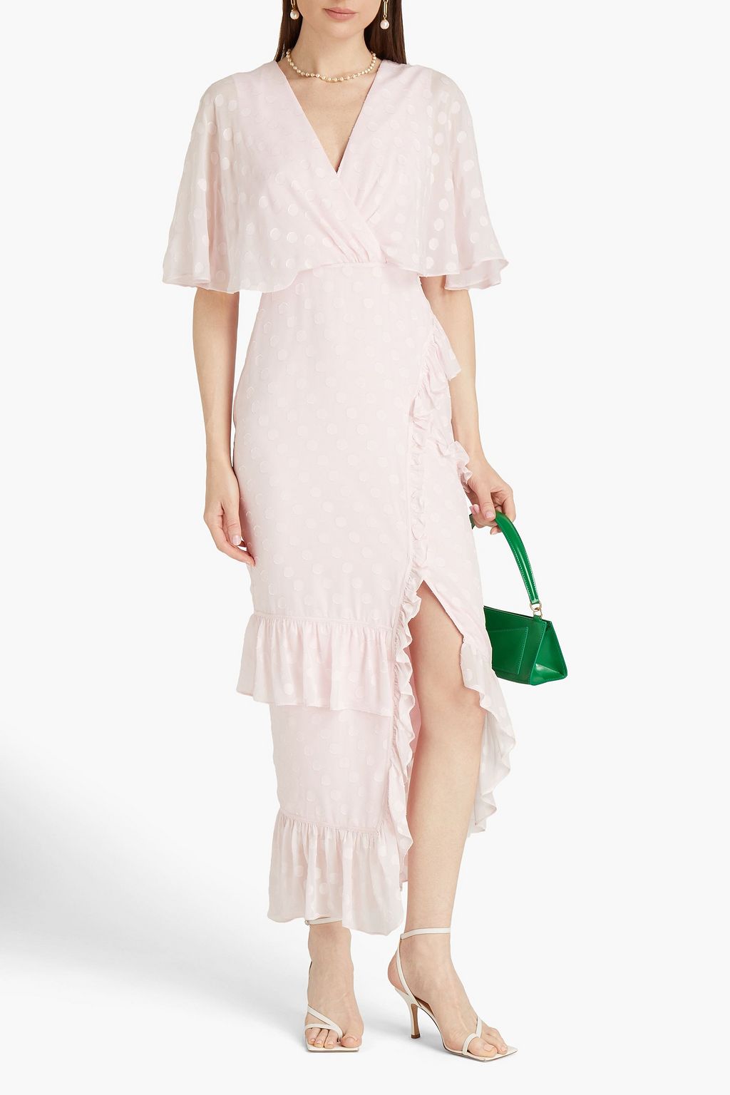 Saloni Mimi B Fil Coupé Silk Blend Chiffon Midi Dress The Outnet