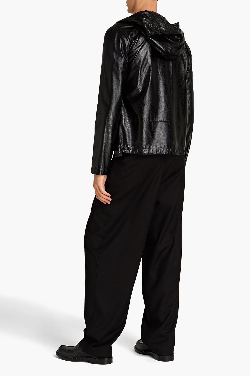 VALENTINO GARAVANI Leather hooded jacket