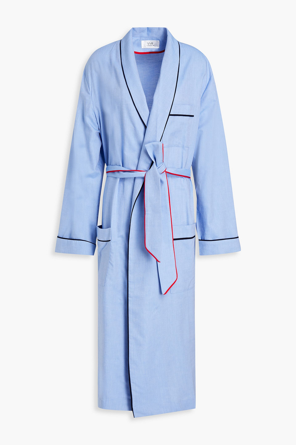 Victoria Beckham Pipe-trimmed Cotton Robe In Blue
