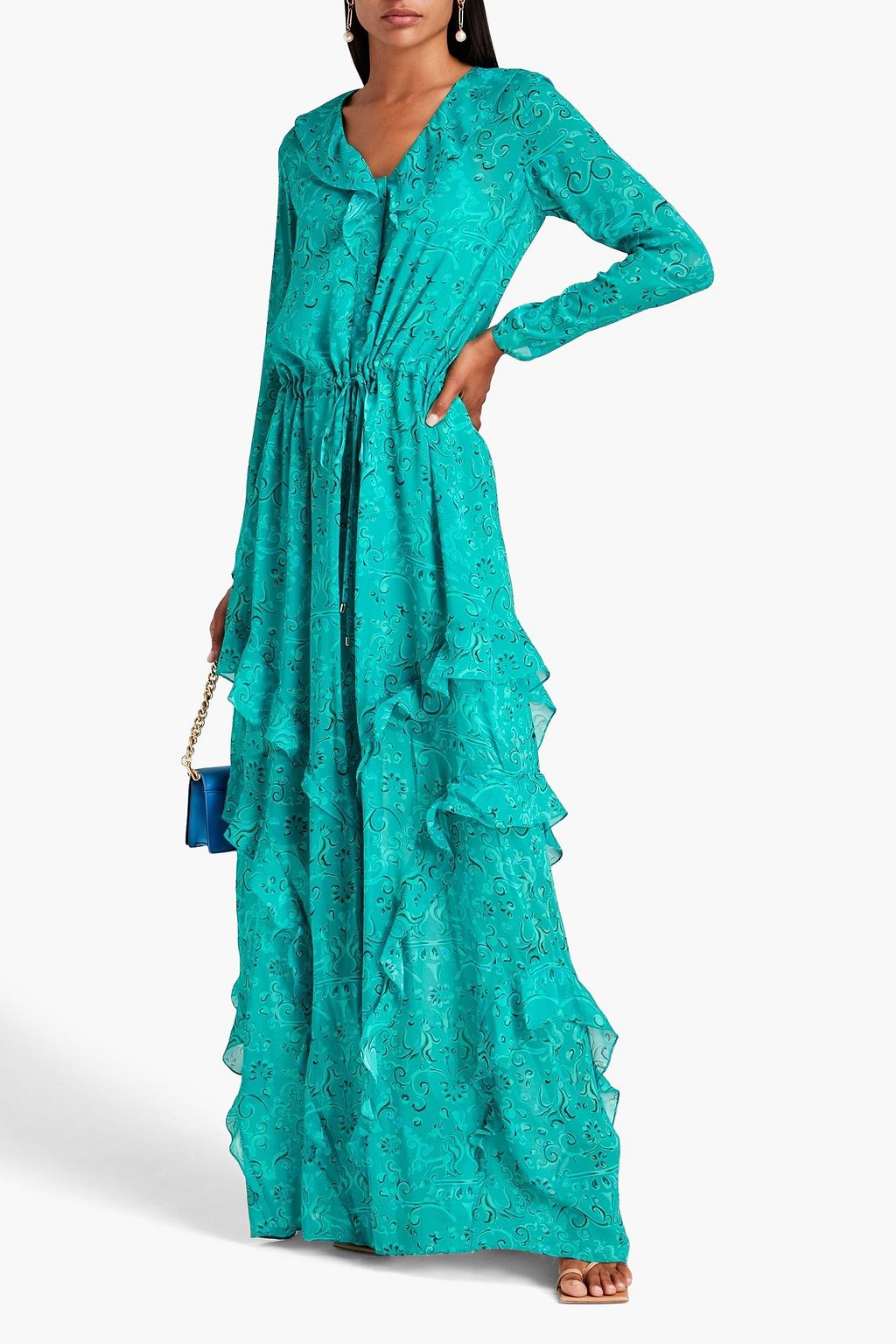 SALONI Izzie ruffled printed maxi dress THE