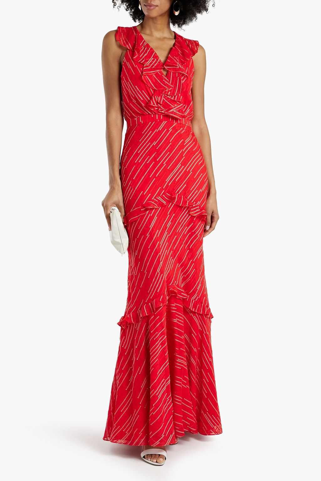 SALONI Rita ruffled fil coupé silk-blend jacquard maxi dress | THE OUTNET