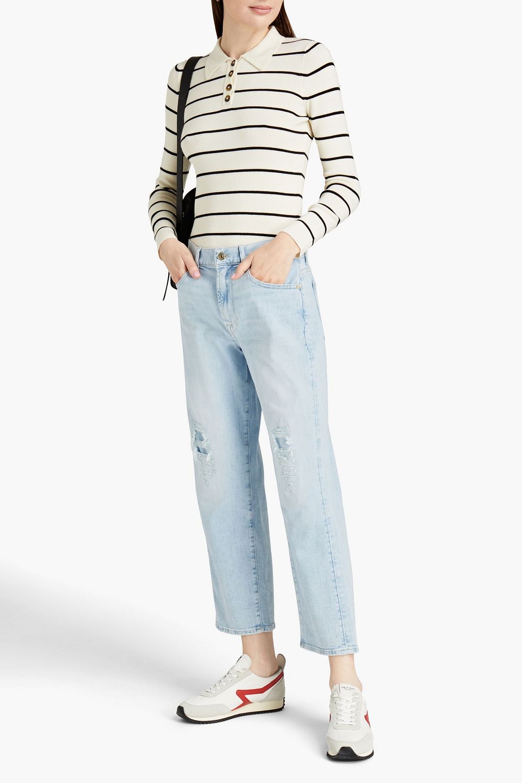 7 FOR ALL MANKIND ハイライズ ストレートレッグ ジーンズ ダメージ加工