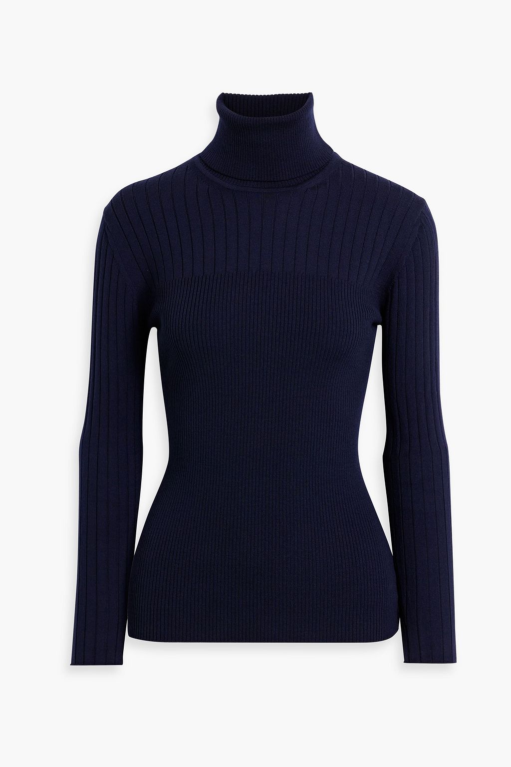 Navy Émilie ribbed merino-wool blend 