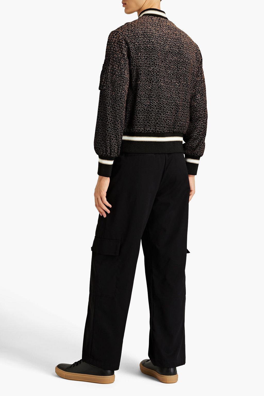 VALENTINO GARAVANI Embellished metallic velvet bomber jacker