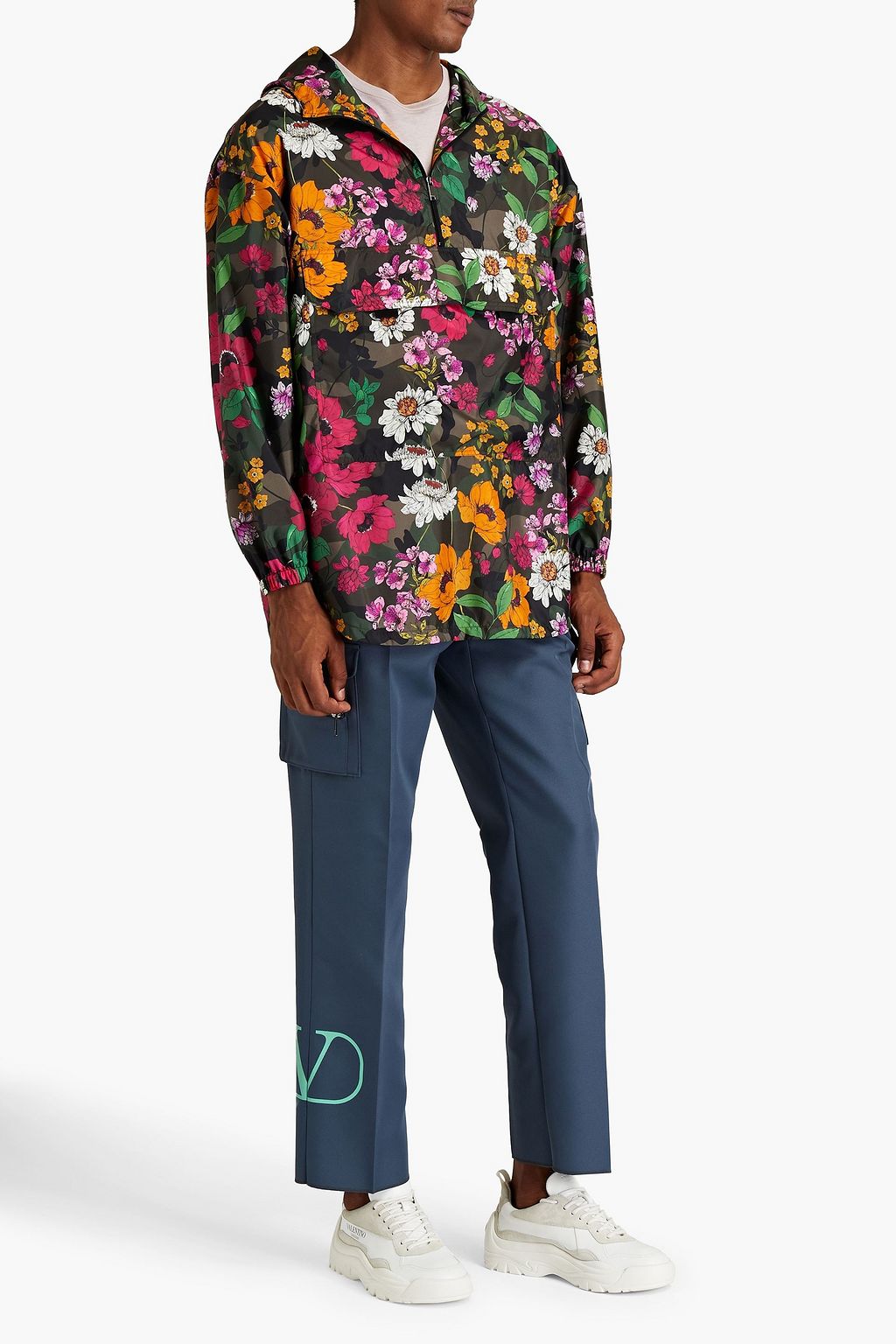VALENTINO GARAVANI Oversized floral-print shell hooded jacket