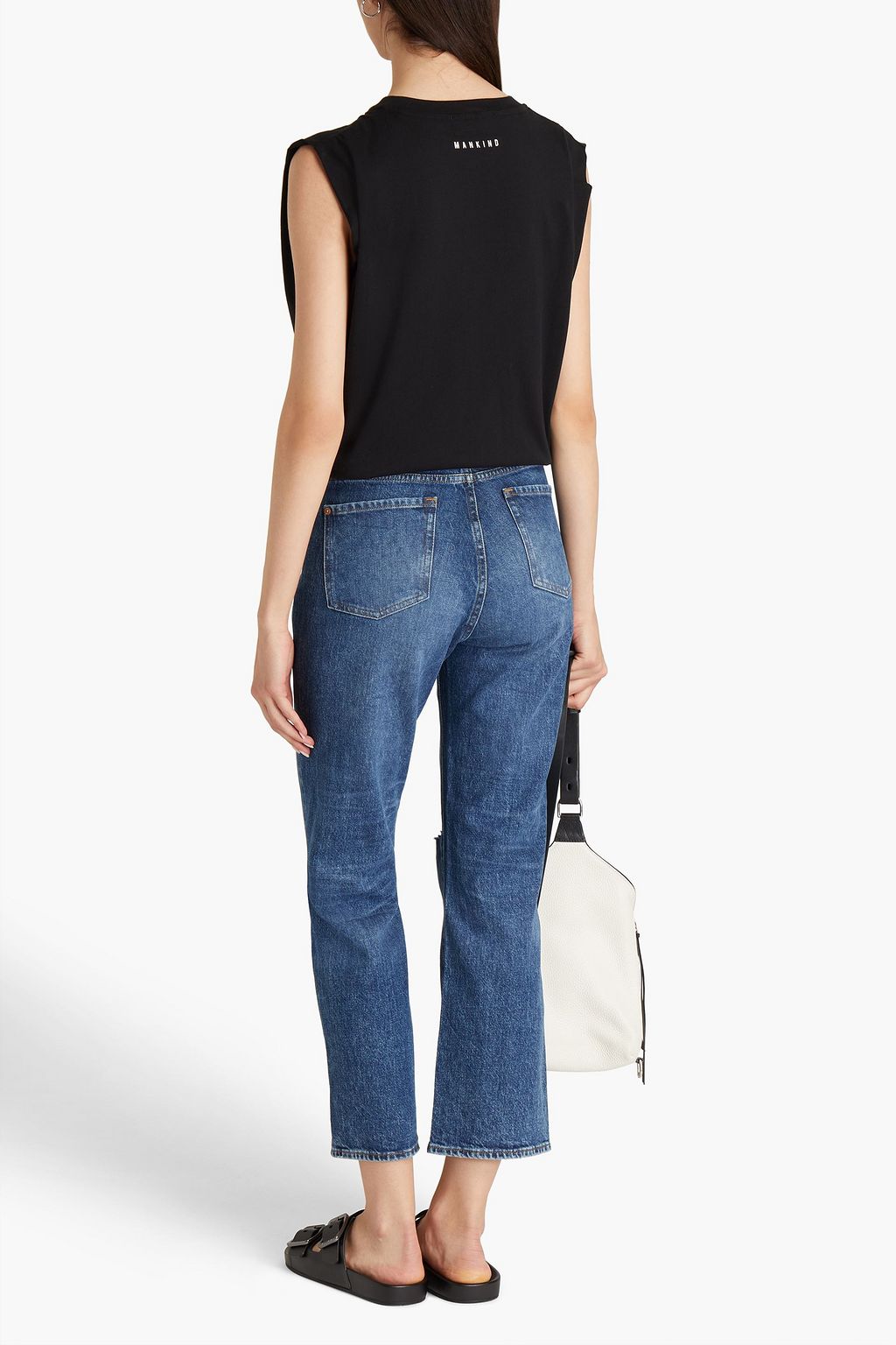 7 FOR ALL MANKIND Logan 디스트레스드 하이라이즈 크롭 스트레이트 레그 진