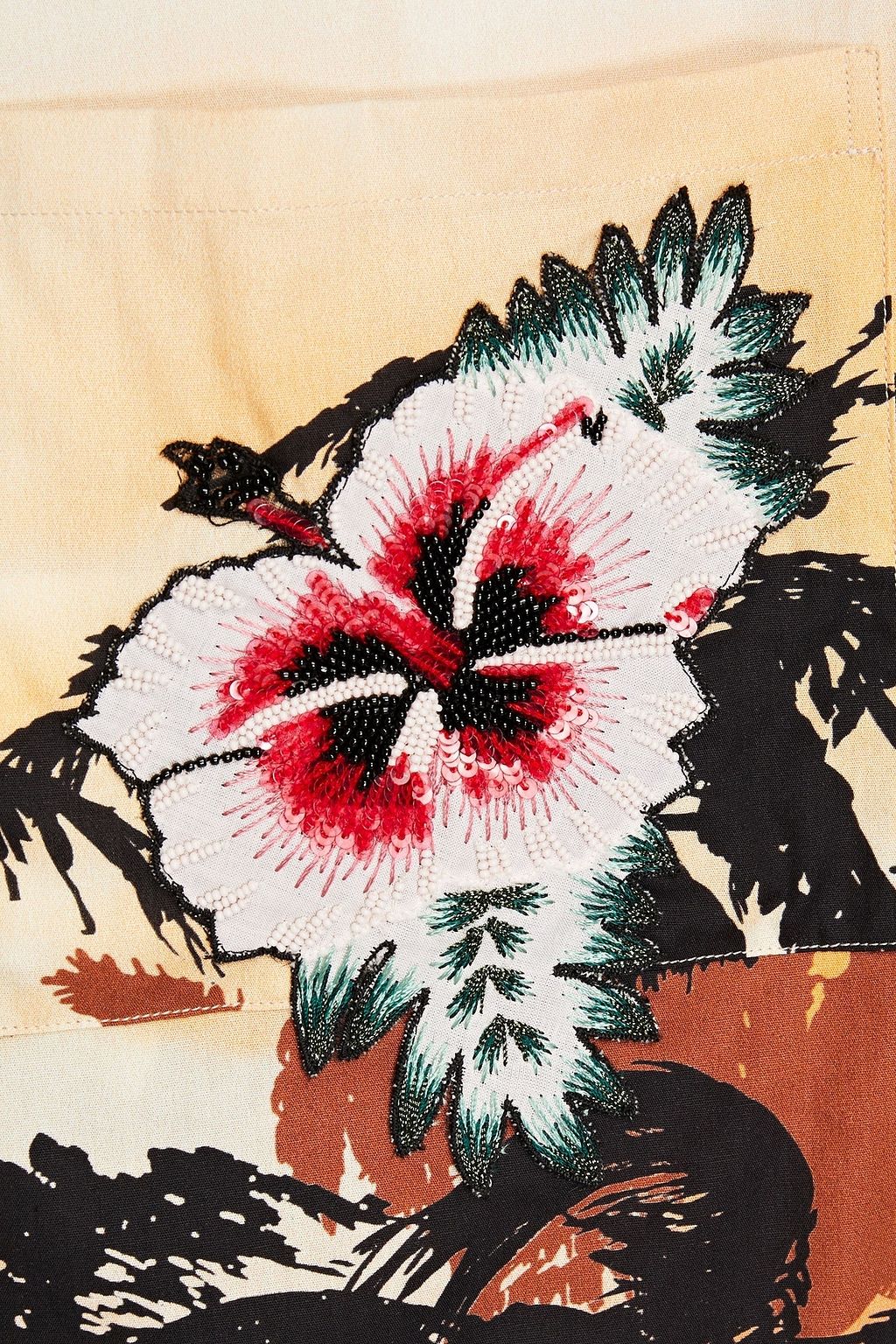 VALENTINO GARAVANI Embellished printed cotton-poplin shirt