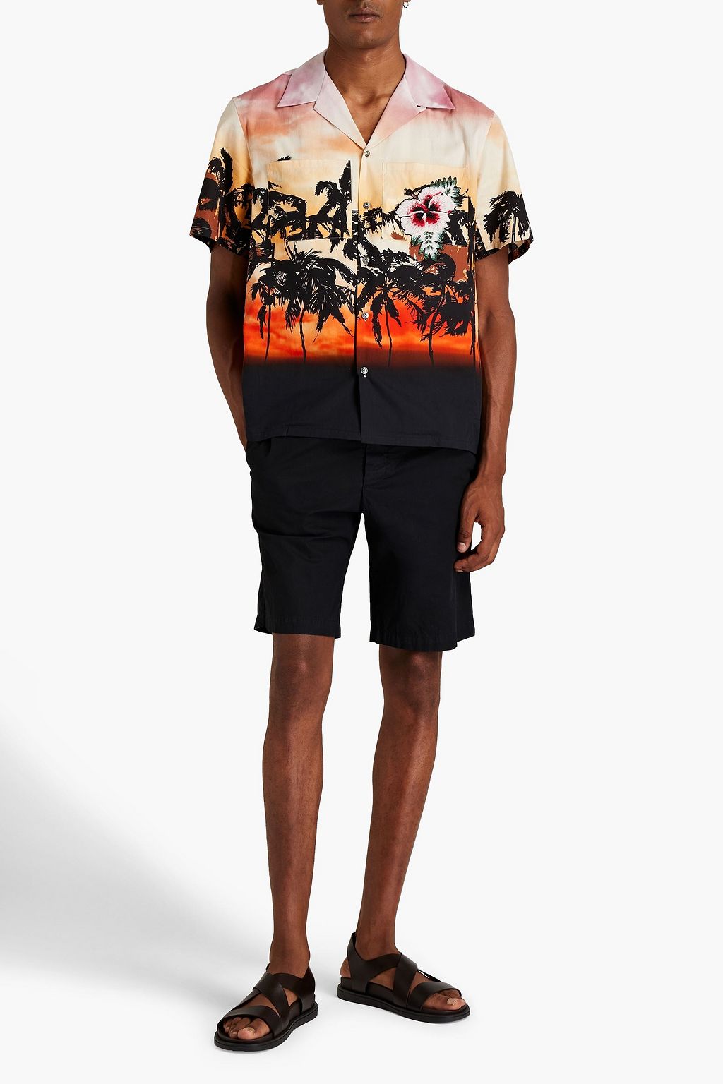 VALENTINO GARAVANI Embellished printed cotton-poplin shirt