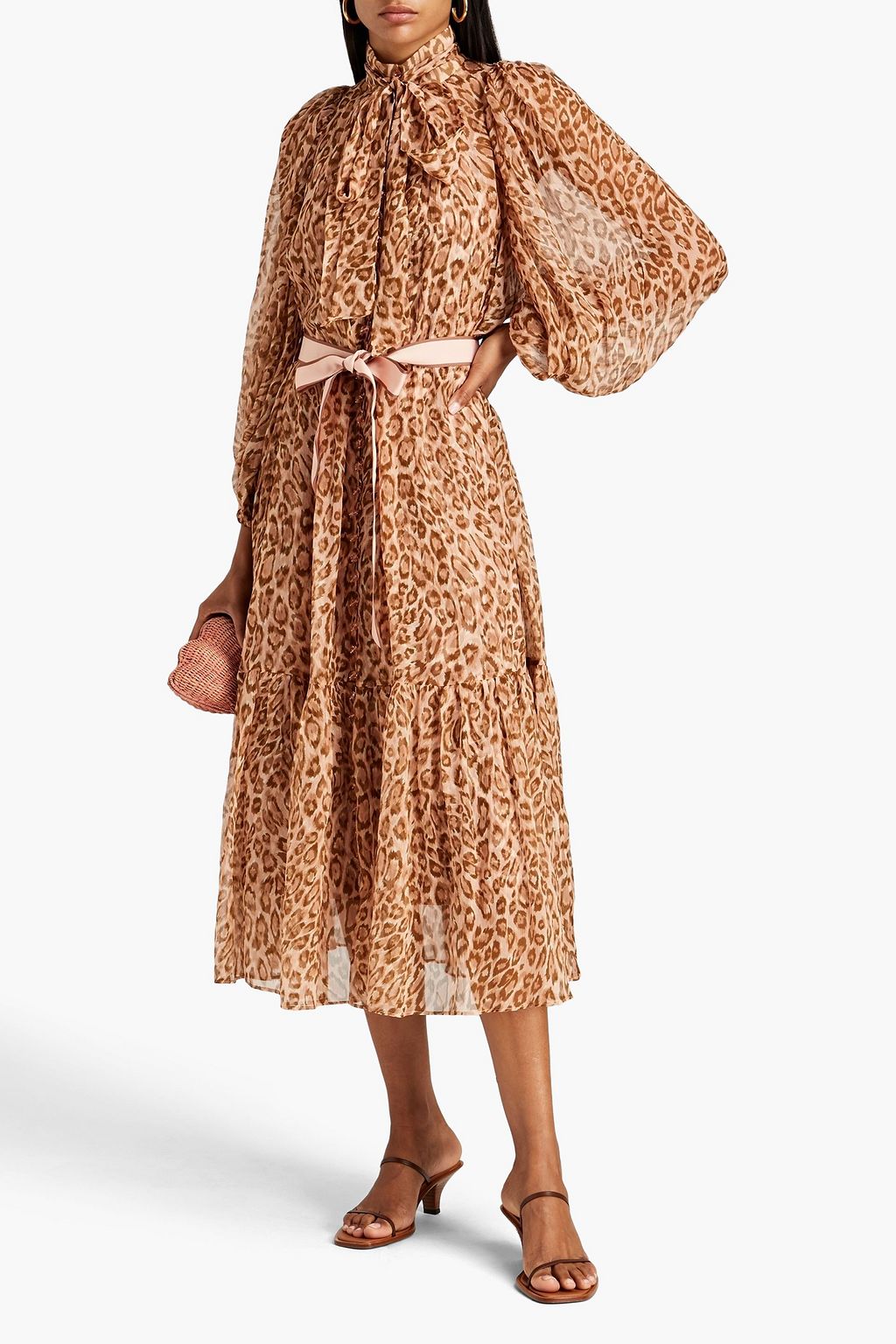 ZIMMERMANN Gathered leopardprint midi dress THE