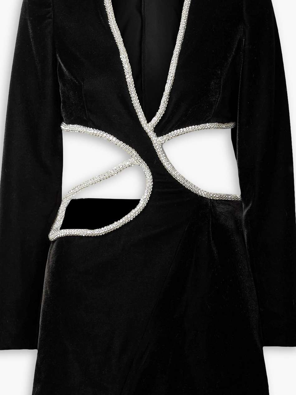 cutout embellished velvet mini dress