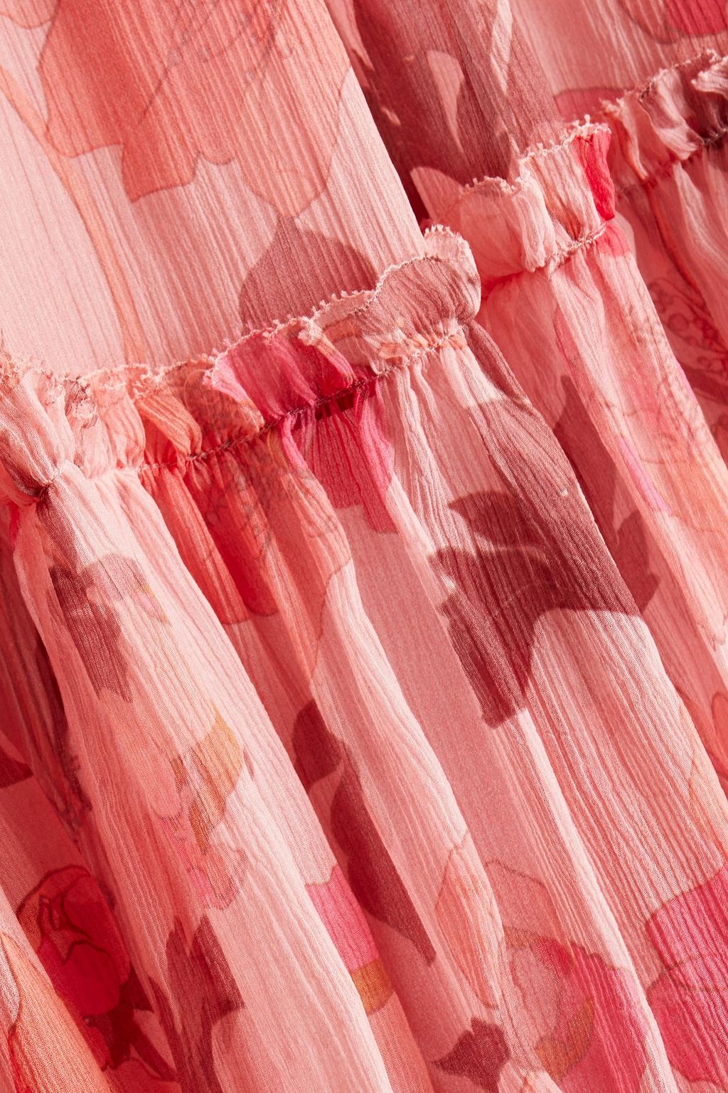 ZIMMERMANN Geraffter Midirock aus Seiden-Georgette mit floralem Print