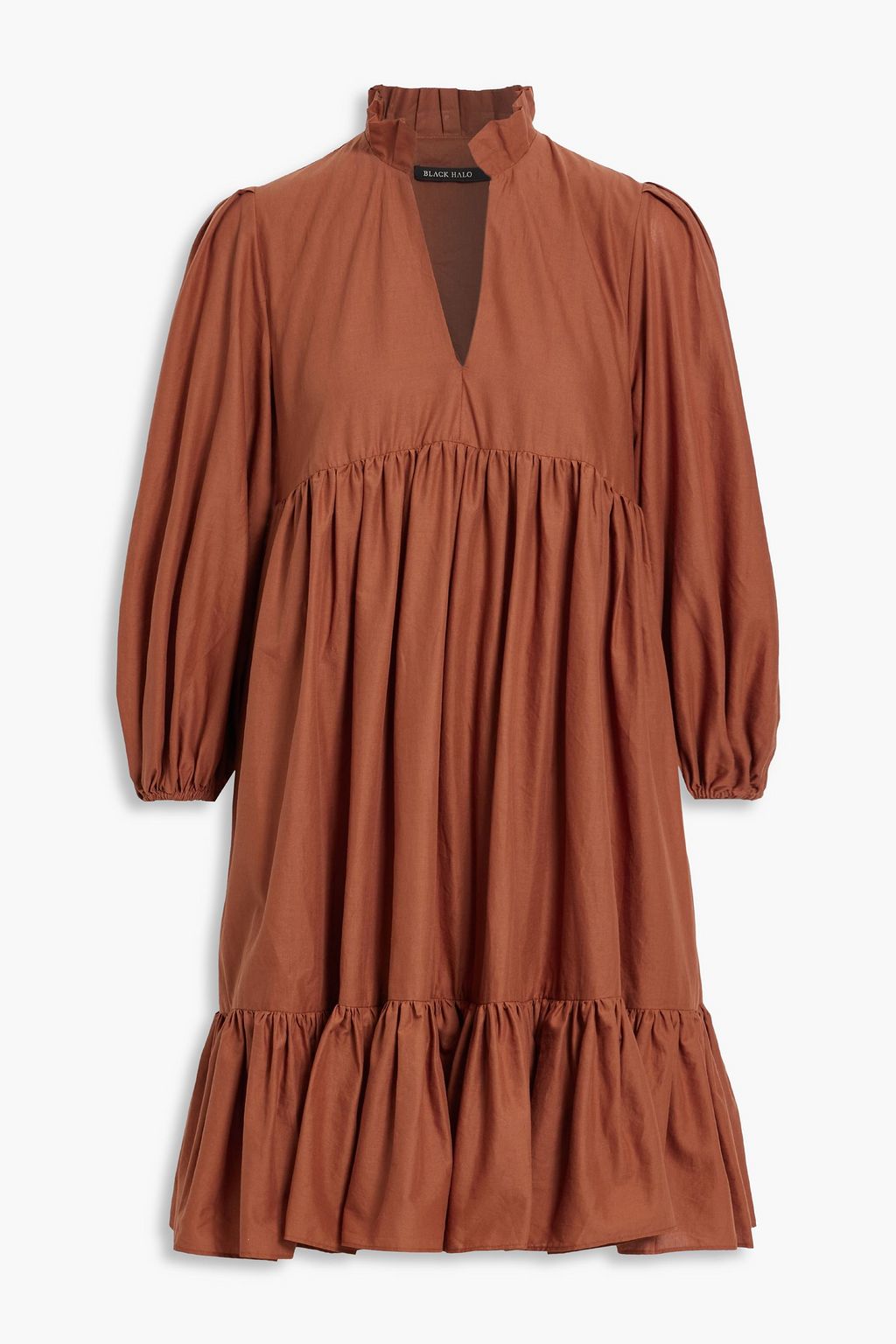 Light brown Adora tiered cotton-poplin mini dress | BLACK HALO | THE OUTNET