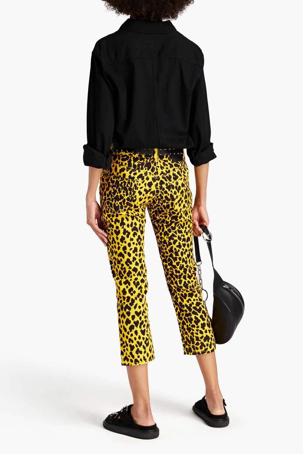 R13 Halbhohe Jeans mit schmalem Bein und Leopardenprint