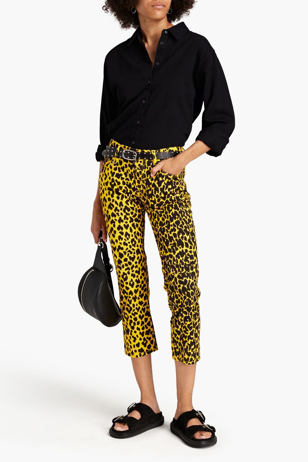 R13 Halbhohe Jeans mit schmalem Bein und Leopardenprint