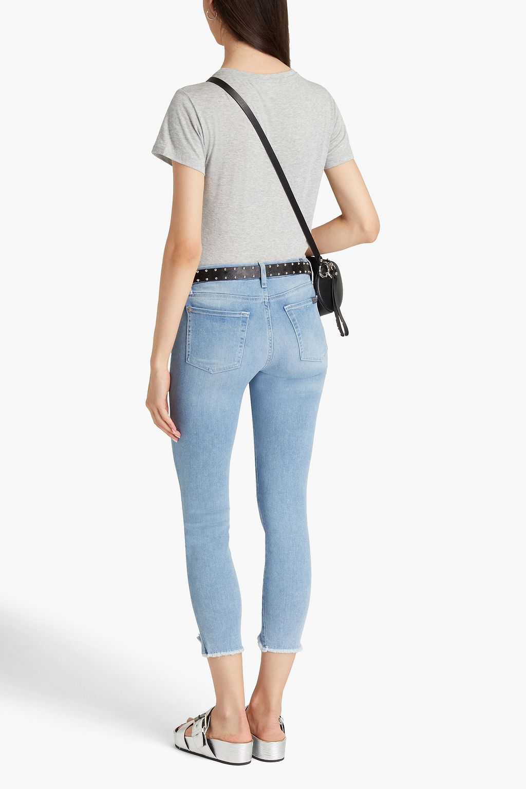 7 FOR ALL MANKIND Cropped distressed mid-rise skinny jeans