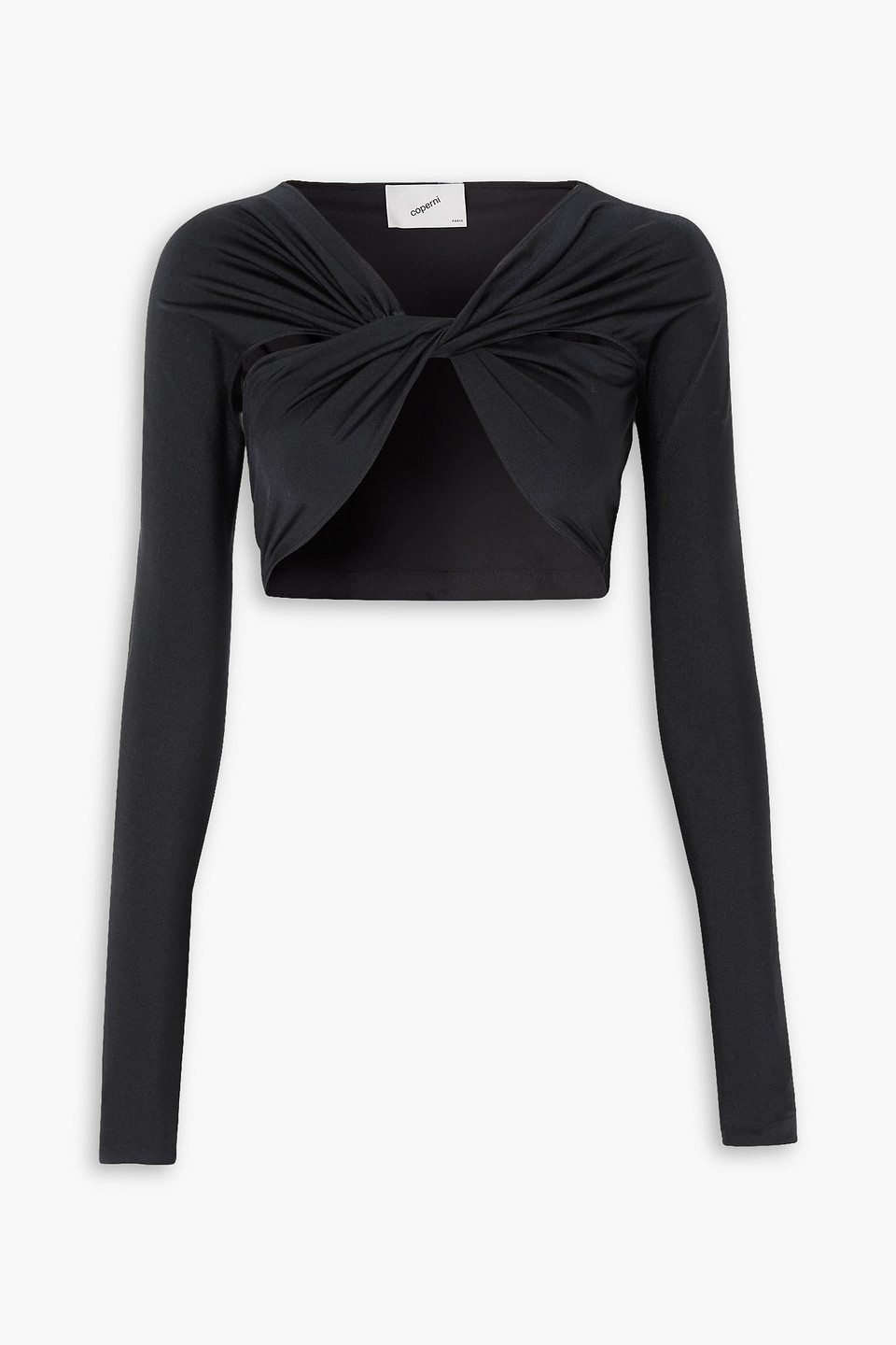 Coperni Ruched Cropped Top In Black