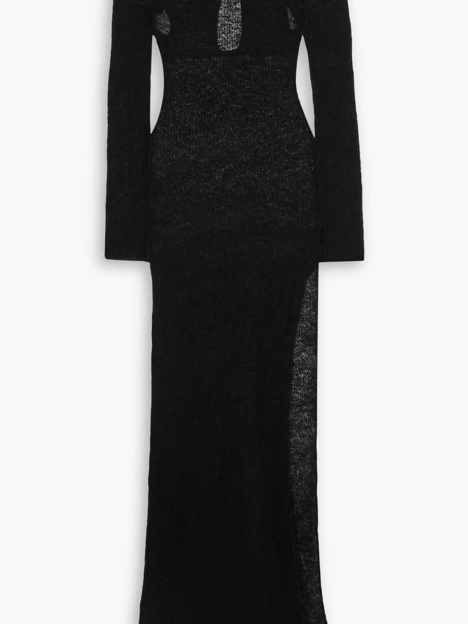 twisted cutout open-knit wool-blend maxi dress