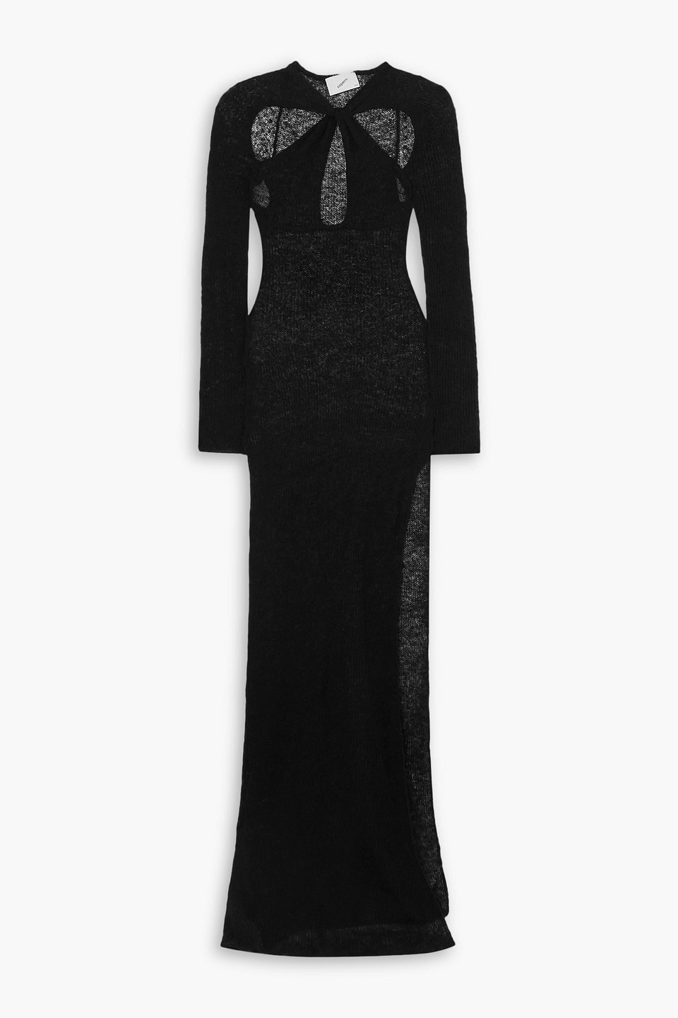 Coperni Twisted Cutout Open-knit Wool-blend Maxi Dress In Black
