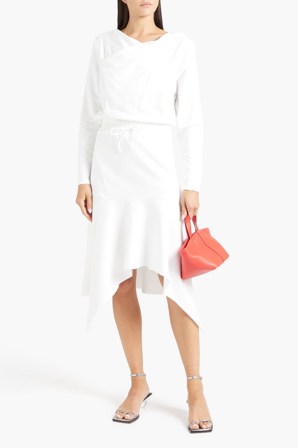 BLACK HALO Brea draped fleece dress