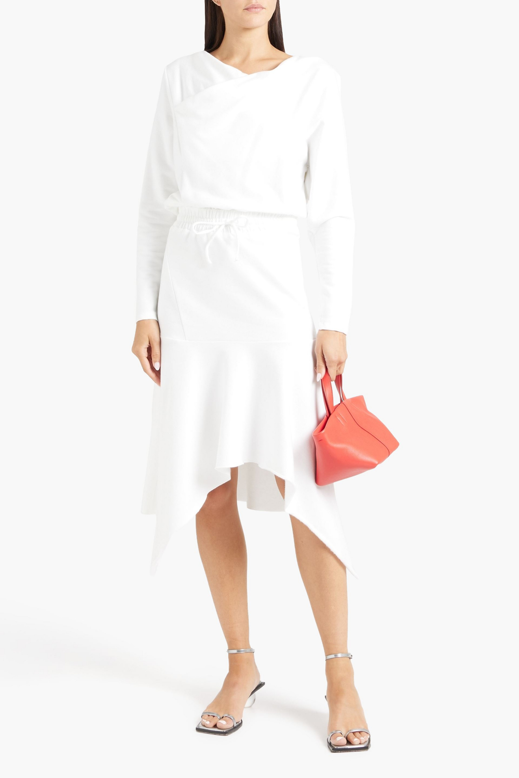 Black Halo Brea draped fleece dress