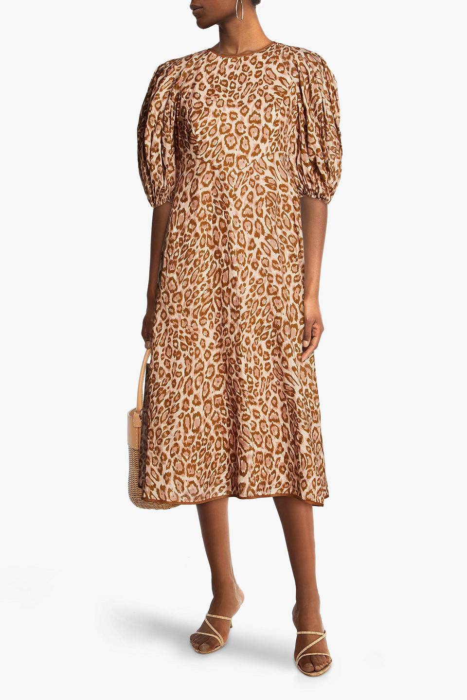 Zimmermann Concert Day Leopard-print Linen Midi Dress In Animal Print