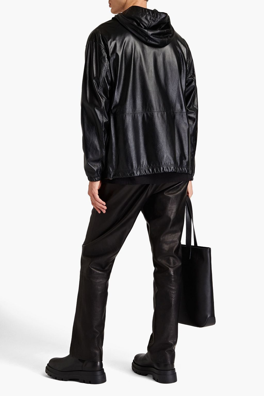 VALENTINO Leather hooded jacket