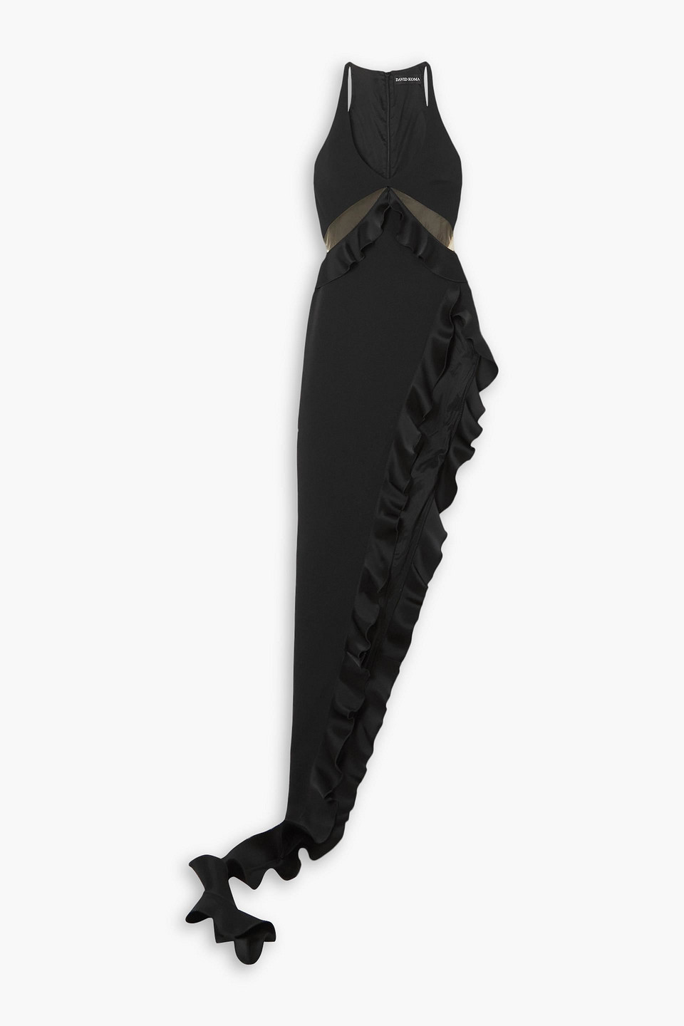 David Koma Cutout Crepe Gown In Black