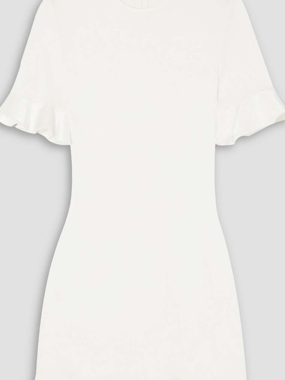 circle back ruffled stretch-ponte mini dress