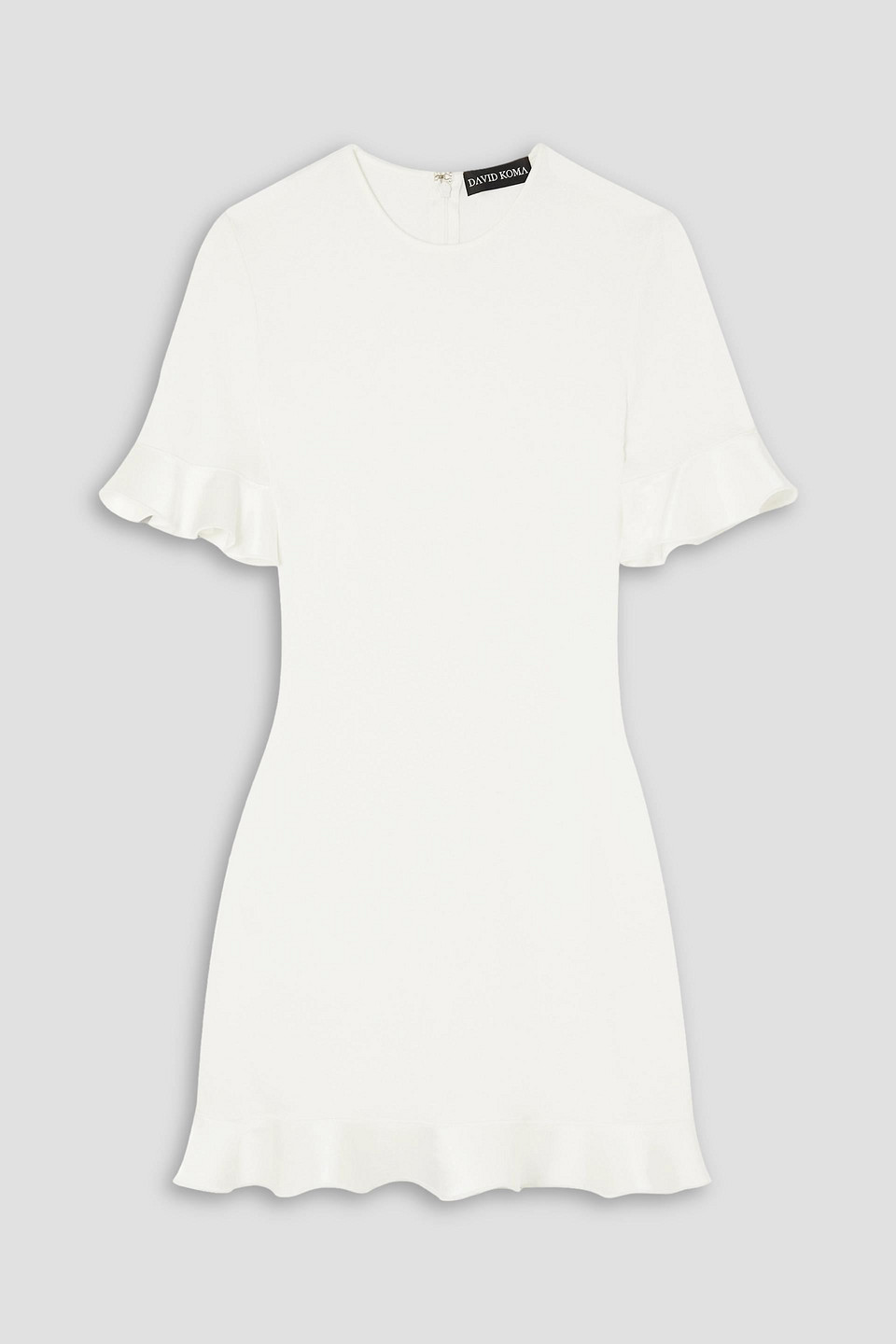 David Koma Circle Back Minikleid Aus Stretch-ponte Mit Volants In Weiss