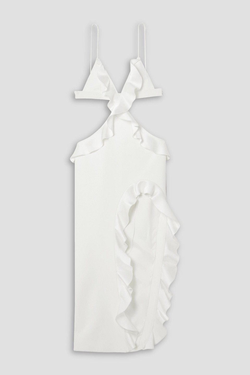 David Koma Ruffle-trimmed Asymmetrical Cutout Midi Dress In White