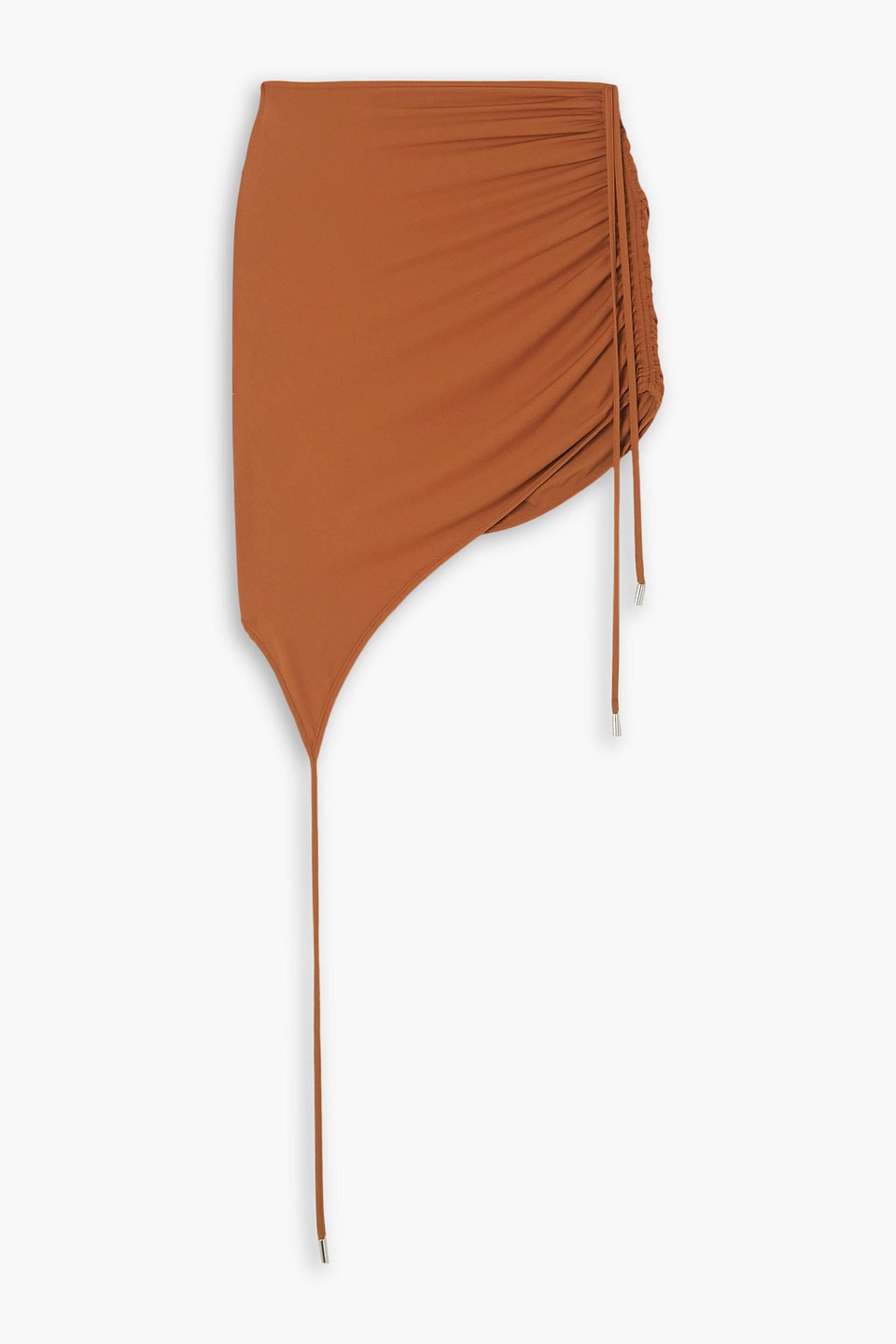 DAVID KOMA ASYMMETRIC RUCHED JERSEY MINI SKIRT