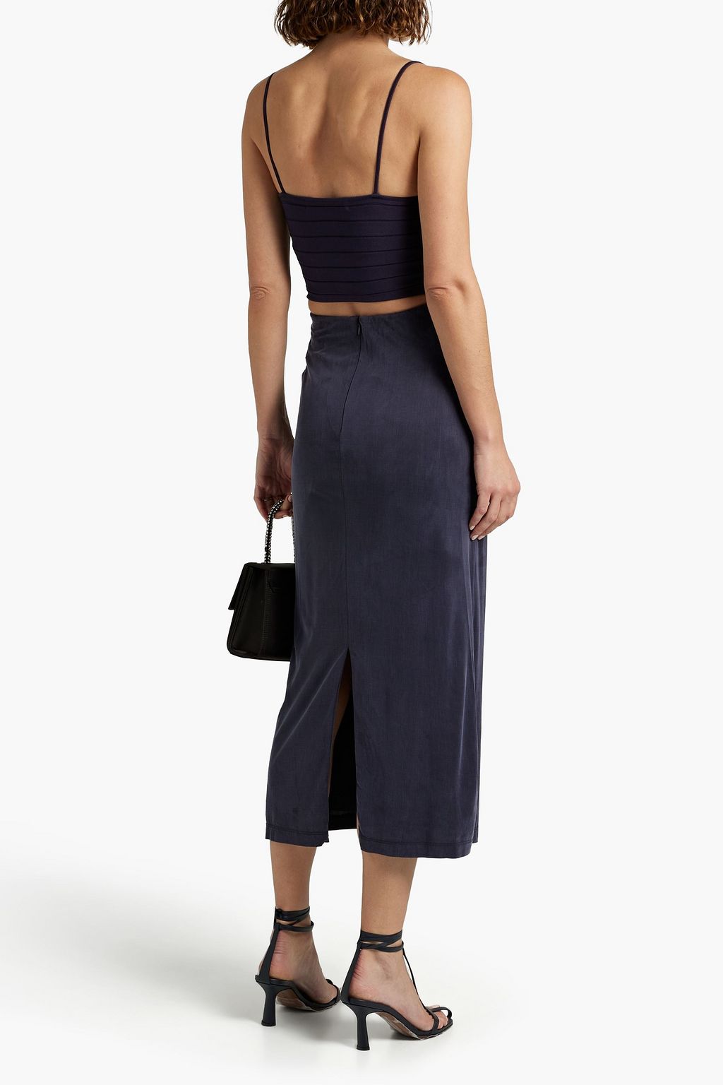 DION LEE Cutout stretch-cupro jersey midi skirt
