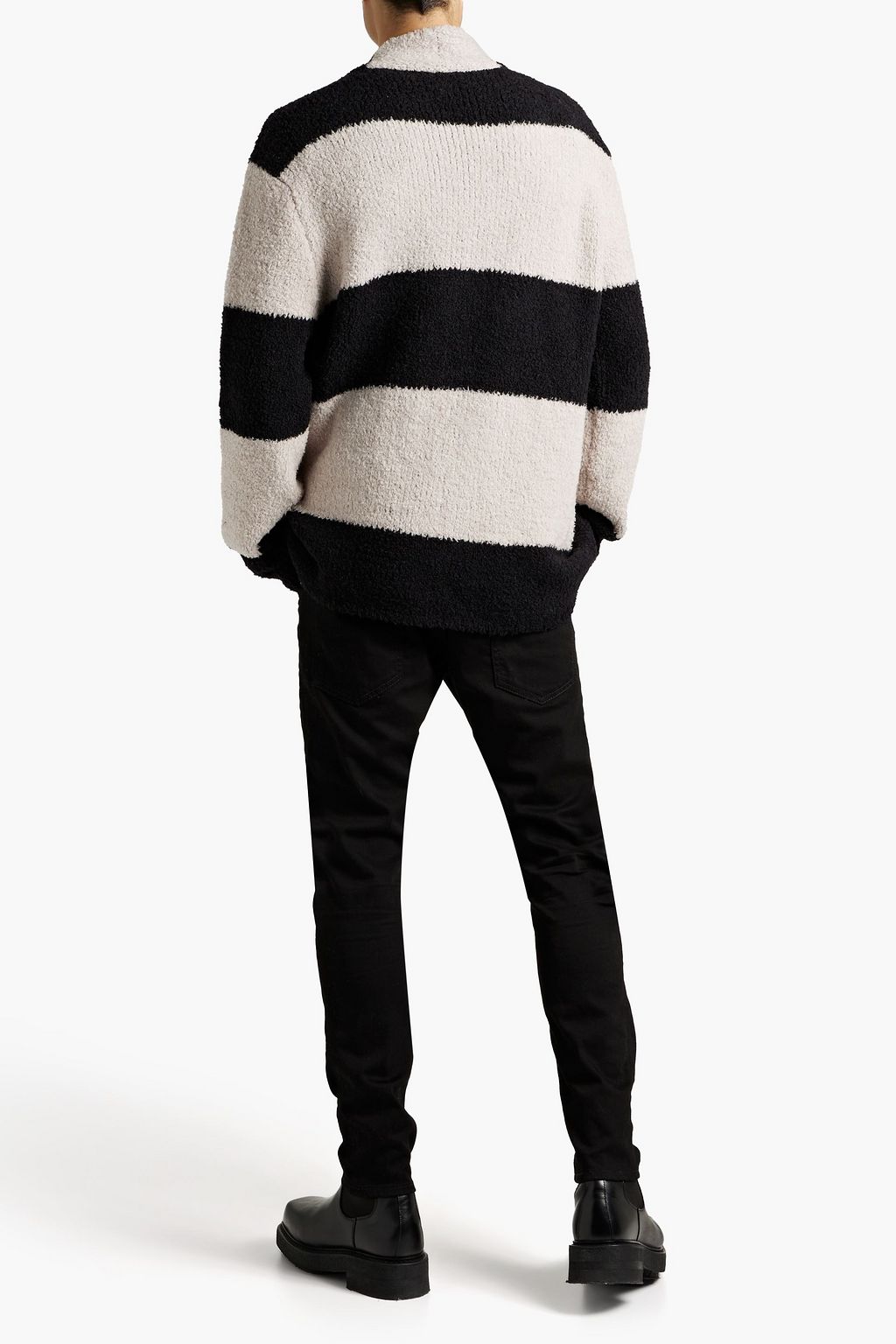 AMIRI Striped bouclé-knit wool-blend cardigan