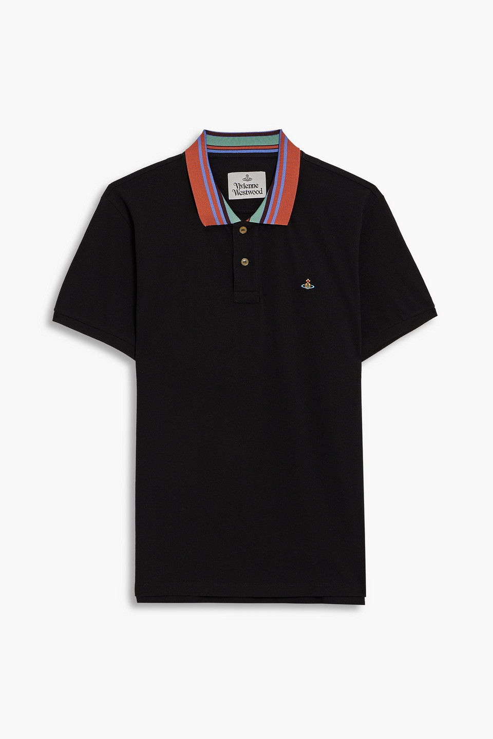 Vivienne Westwood Striped Cottonpiqué Polo Shirt In Black ModeSens
