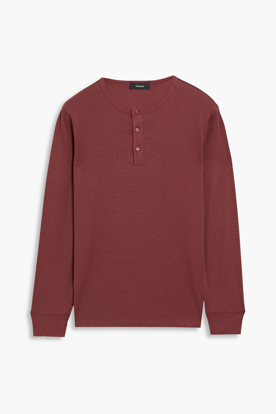 theory - modal-blend jersey henley t-shirt - burgundy - xxl