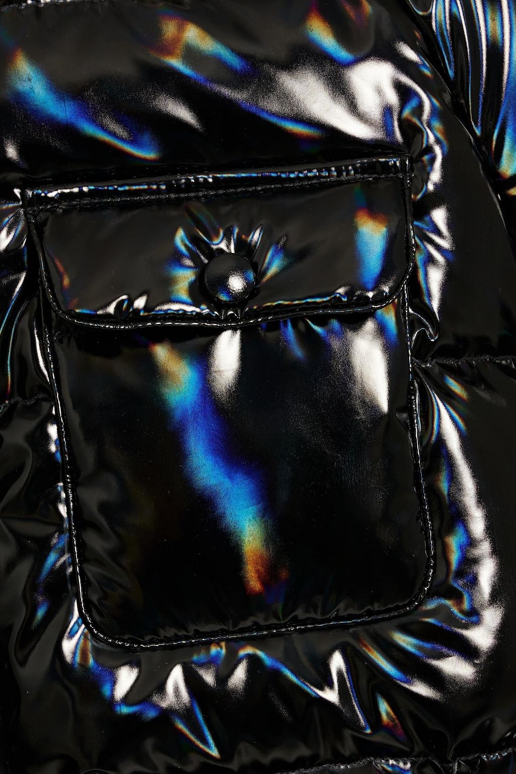 IENKI IENKI Berlin holographic quilted shell hooded down jacket