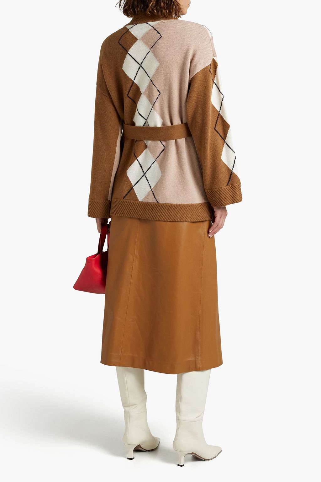 ARCH4 Rowan belted argyle cashmere cardigan
